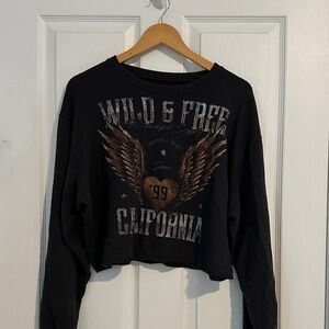 Hollister dark gray  Crop Long Sleeve Top